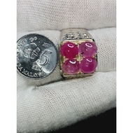 Cincin perak 980 Delima Mogok Burma Air kaca empat beradik