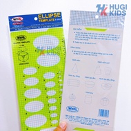 WinQ E-606 Ellipse Ruler – Draw 24 Elliptical Shapes, Accurate Drawing Measurement, Durable Plastic