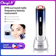 【Local Delivery】Ckeyin Ems Facial Massager Lifting Facial Beauty Instrument  LED Light Therapy Care Cleansing Facial Rejuvenation Massager MR672B