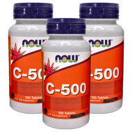 NOW Foods 維他命C-500 + 玫瑰果組  100顆  3罐