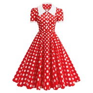 50s Audrey Hepburn Style Vintage Dress Summer Polka Dot Dress