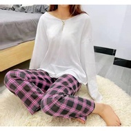 ◫ ◹ ◬ JACK #GZ Plus Size Checkered Pajama For Women Plaid Sleepwear Pants spendex/cotton  tela