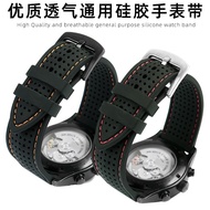 ❃♞○ Silicone Watchband for Mido Rudder for Citizen Seiko Rolex Casio Fossil Sports Breathable Silicone Watch Strap 20 22 24mm Men