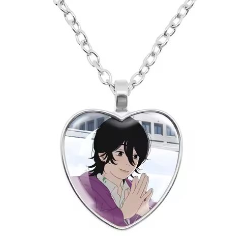 25mm Heart Necklace Accessories Anime Look Back Cartoon Character Fujino Ayumi And Jingben Cosplay P