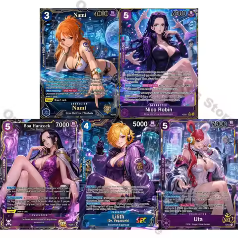 5Pcs One Piece Cards OTCG Card Anime Style Full Art Rare Nami Nico Robin Boa Hancock Collection Card