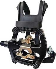 YBEKI SPD Pedals - Hybrid Pedal with Toe Clip and Straps, Suitable for Spin Bike, Indoor Exercise Bi