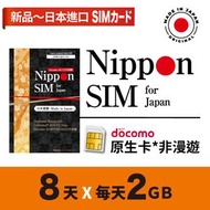 Nippon SIM - 日本進口 docomo 8日 無限上網 當地非漫遊 4G LTE上網卡數據卡SIM卡電話咭