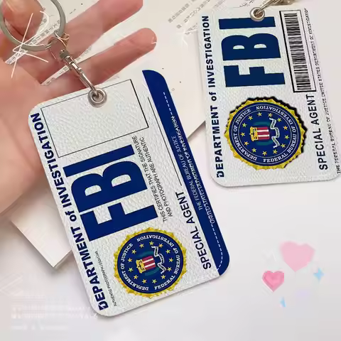 Police FBI Style PU Access Card Holder with Keychain - Executive Protection for Bank card,Subway, Bu