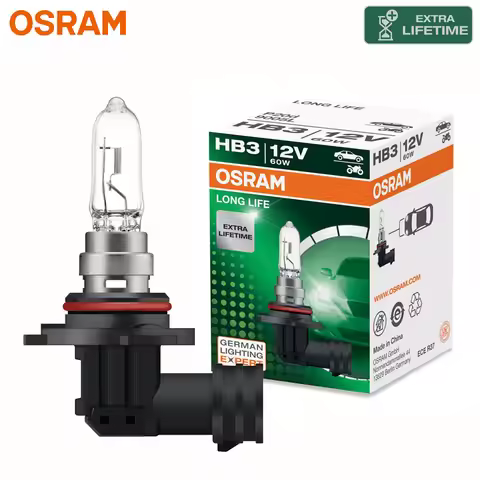 OSRAM LONG LIFE HB3 9005 Car Halogen Headlight Original Bulb P20d 12V 60W 3200K White Durable Standa