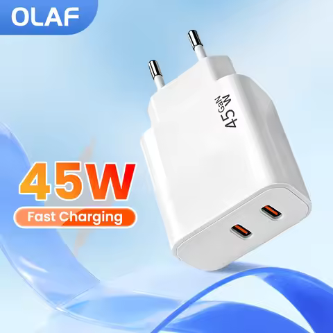 45W Dual PD Charger Fast Charging High Power Type C +Type C Quick Charger EU/US Plug Adapter for iph