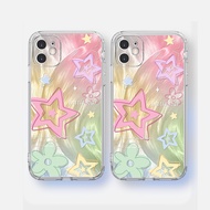 Transparent iPhone Case with glittering iridescent stars printed with silver feathers for iphone 17 