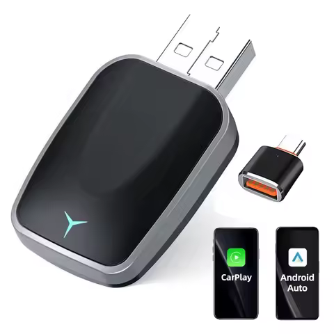 2 in 1 AI Box Smart Dongle Wired to Wireless Carplay Android Auto Mini Adapter Compatible with 99% o