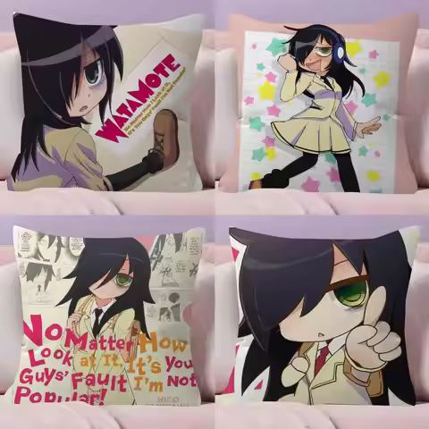 Anime Watamote Kuroki Tomoko Cushion Cover Pillowcase Upholstery Sofa Throw Pillow Home Decor Pillow