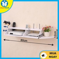 (Dài 80cm) Kệ wifi treo tường - Kệ đầu thu treo tường - Kệ đa năng gỗ composite - Kệ gỗ PVC cỡ nhỏ K