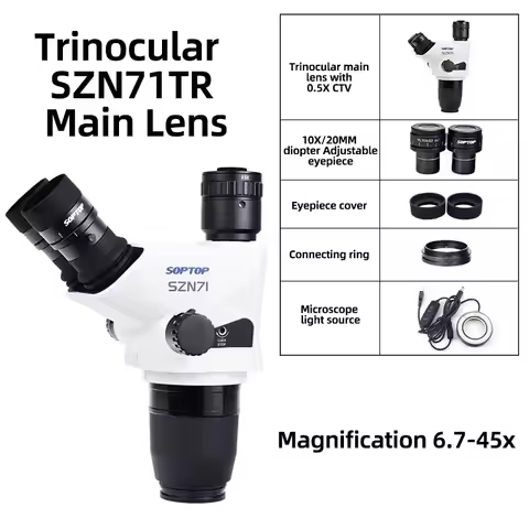 SOPTOP SZN71TR 6.7-45X Three Eyed Main Continuous Zoom Mobile Phone Repair Fingerprint Flying Line M