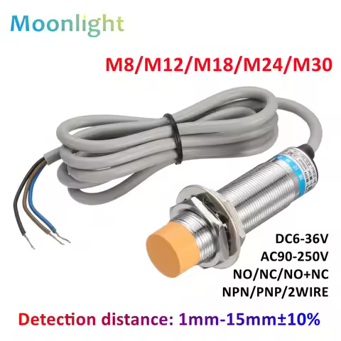 Yellow Approach Sensor inductive proximity sensor switch M8 M12 M18 30 4mm DC 12V AC 110V NO NC NPN 