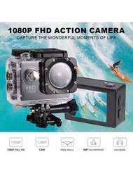 新款戶外運動相機4K防水潛水相機30M行動視頻Dv相機1080P充分高清液晶顯示器迷你相機,多功能防水殼套水下相機,帶900mAh可充電電池和安裝配件成套工具(黑色)