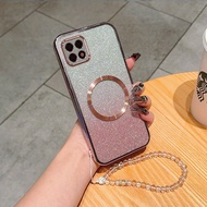 Casing OPPO A72 5G A73 4G F17 Phone case with Magnetic Wireless anti drop Crystal lanyard