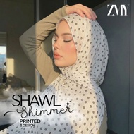 SHAWL SHIMMER PRINTED BUNGA & RIBBON PREMIUM IRONLESS GLOSSY HIJAB SHAWL PRINTED SHIMMER SHAWL