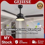 【In stock】gejiese ceiling fan with light 42/48 inch Nordic chandelier fans ceiling fan 6 speeds remote control tricolor inverter wooden blade fan lights ceiling fan ceiling lamp MU