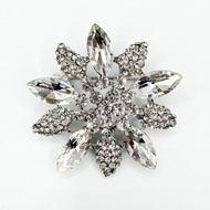 JACATEL BR 52 Floral Inspired Brooch with Marquise Cut Crystals
