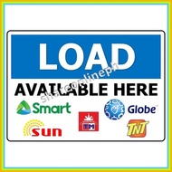 ☈     Laminated Signages Load Available Here Sticker Signage PVC Sign Boards Load SIM Available her