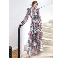 KS98800 DRESS MAXI SAFARA RUFFLE TIERED KOREAN FASHION IMPORT
