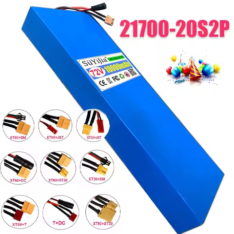 21700 Lithium Battery Pack 72V 10000mAh 20S2P 2000W High Power with Built-in 50A BMS Suitable for Al