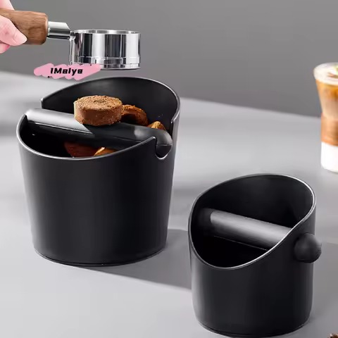 Shock-Absorbent Espresso Coffee Knock Box Anti-Slip Dump Bin with Removable Knock Bar for Coffee Gro