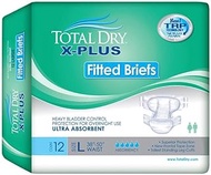 TotalDry X-Plus Fitted Briefs Adult Diapers (Medium, 12 Count) – Ultra Absorbent Adult Diapers for Men &amp; Women – Heavy Bladder Control Protection – Overnight Women’s &amp; Mens Diapers w/ Soft Lining