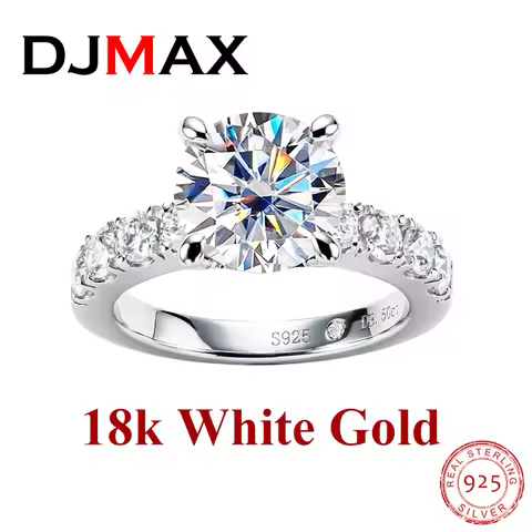 DJMAX D Color Moissanite Diamond Engagement Rings 925 Sterling Silver Premium Wedding Moissanite Dia