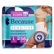 Because Adult Incontinence Underwear for Sensitive Skin - Women - Premium Overnight Disposable Brief