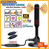 2X AMPLIFIER HIGH GAIN 36DBi HD DIGITAL INDOOR OUTDOOR BOOSTER ANTENNA FREEVIEW MYTV DVB-T2 AERIAL D