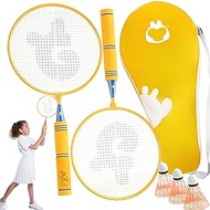 CXAFQ 1 Set Children's Shuttlecock Set, Includes Two Badminton Rackets, Three Shuttle and a Storage 