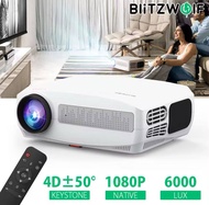 BlitzWolf BW-VP6 Full HD 1080P 6000 Lumens LCD Projector with Remote Control 4D±50° Keystone 3D Home