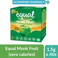 Equal Luo Han Guo/Monk Fruit Natural Sugar Replacement Sweetener Sticks (40 Sticks)