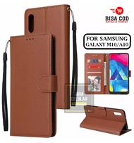 Leather Flip Untuk Samsung Galaxy M10/A10 - Wallet Case Kulit - Casing Dompet Case Wallet Leather Flip Case Samsung Galaxy M10/A10 casing hp leather dompet kulit Flip Cover Wallet