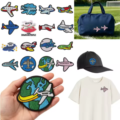 Cotton Plane Embroidery Patch DIY T-shirt Bakpack Hat Jeans Iron on Patches Craft Applique Sew on Pa