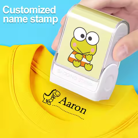 Personalized Keroppi Name Stamp with Waterproof Ink,Customizable Labels for Kids' Stationery,Clothin