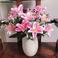 7 Heads Artificial Lily Flower Bouquet for Home Wedding Decor Fabric Artificial Flowers Bridesmaid F