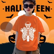 Halloween Skeleton Skull Graphic Kids T-Shirt Boys Girls Spooky Print Costume Short Sleeve Top