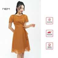 Women's dress with stylized design and ruffled waist NEM Fashion D40822