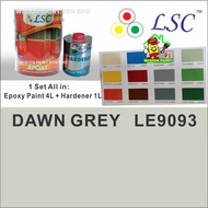 DAWN GREY LE9093 ( 5 Liter HEAVY DUDY EPOXY ) Two Pack Epoxy Floor Paint - 4 Liter + 1 Liter