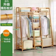 wood bamboo wardrobe ikea/rak baju kukuh dan kuat/almari baju/rak serbaguna/wood wardrobe/large wardrobe cloth rack