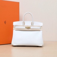 HERMES Birkin250U新白色Swift皮W刻金扣肩背包