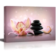 Gogobebe Canvas Wall Art Print Paintings Spa Stones and Orchid Flower Stone Massage Modern Artwork L