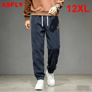 ASFLY 12XL 10XL Plus Size Jogger Pants Men Sweatpants Stretch Waist Fashion Casual Pants Male Big Si