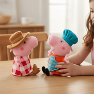 Official Licensed Peppa Pig Plush Charms - Farmer & Chef Outfit Design - Cute Cartoon Hanging Plush 