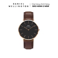 Đồng hồ Daniel Wellington dây da - DW00100125 40 mm Classic 40 Bristol RG Black Mặt Đen Vỏ Vàng Hồng