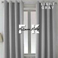 Curtain LIGHT GRAY Aesthetic Plain 100% Katrina Fabric (RING TOP) 4.6 feet (W) & 4/5/6/7 feet (L)